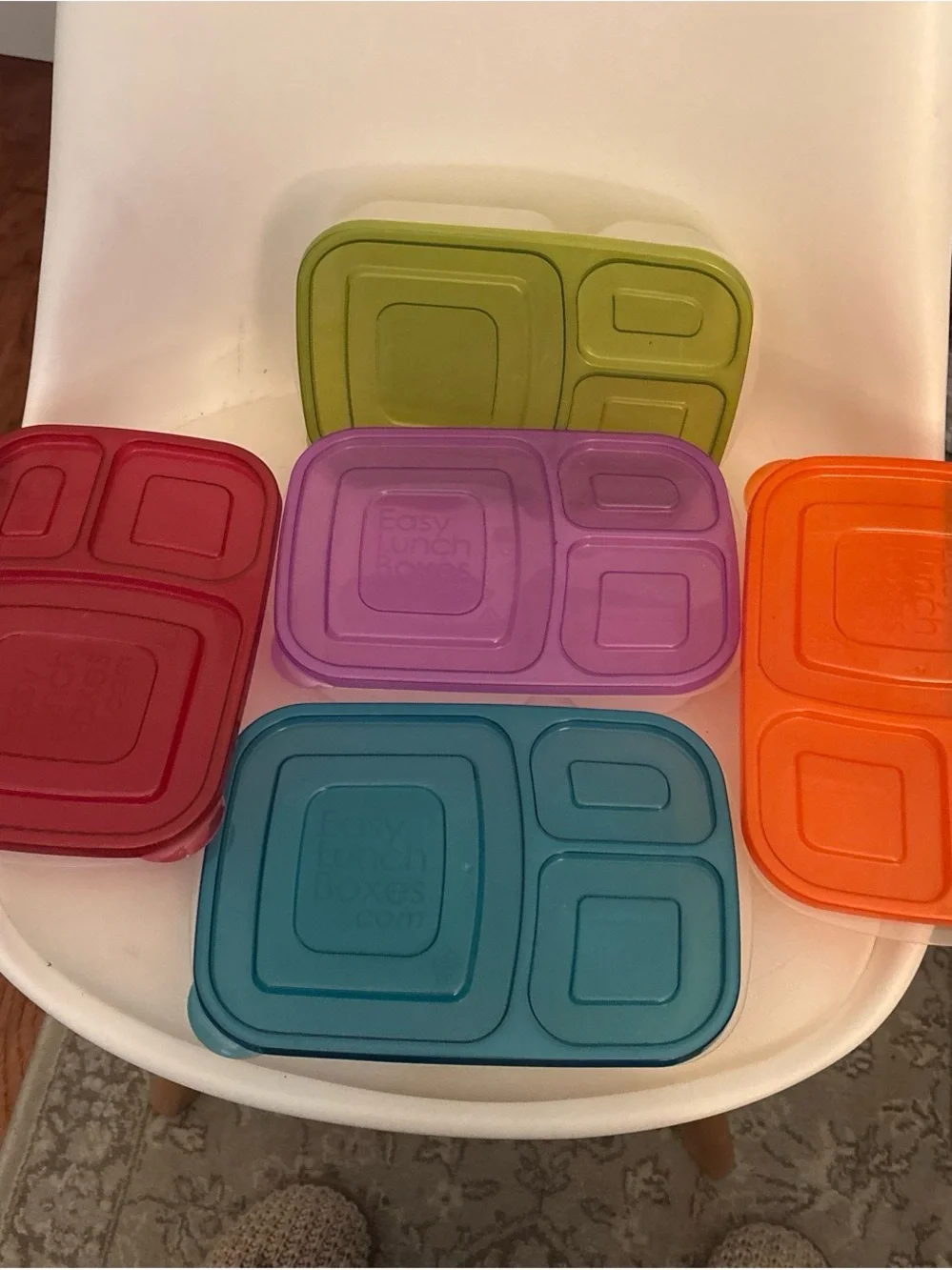 5-Pack Multi-Color Plastic Meal Prep Container Set with Snap Lids